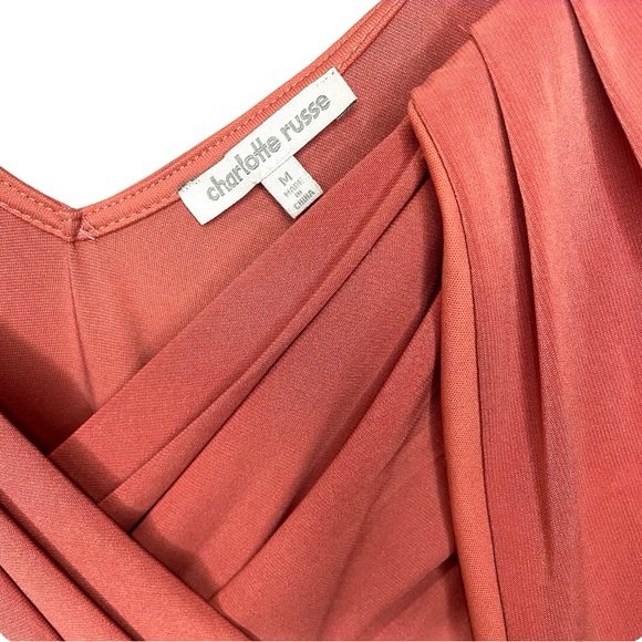 Charlotte Russe Salmon Off The Shoulder Y2K Bodycon Midi Dress SZ M EUC - Picture 5 of 10